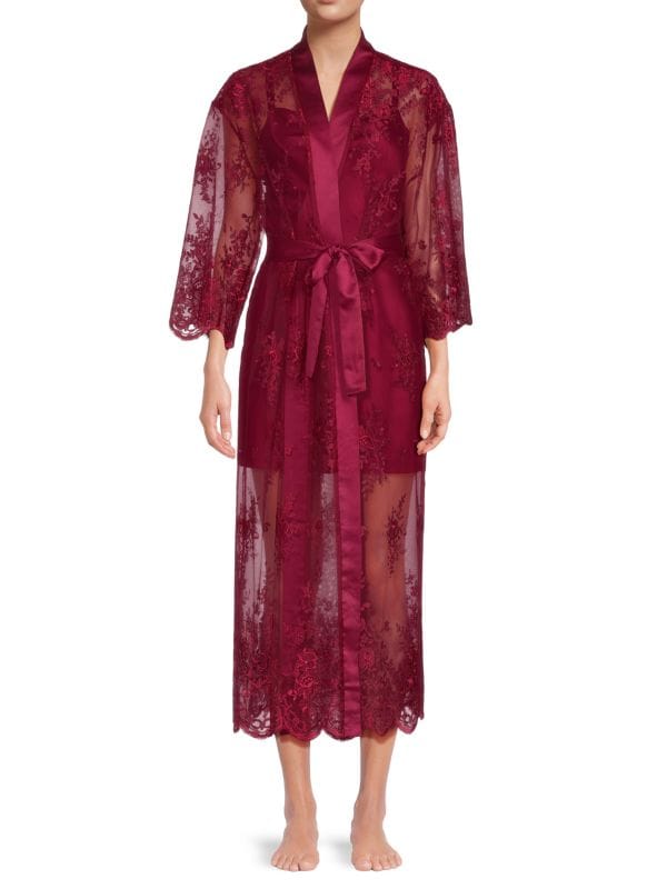 Прозрачный макси-халат с цветочной вышивкой Rya Collection