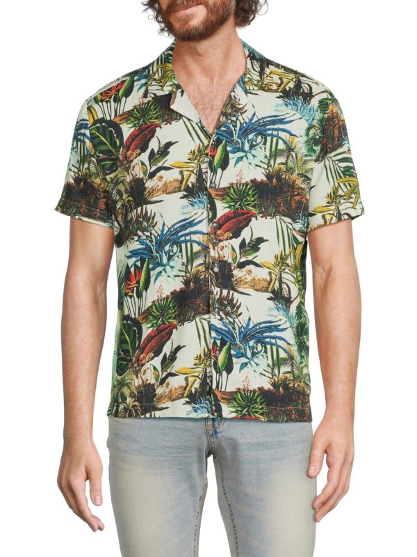 Мужская Повседневная рубашка Buffalo Saflora Tropical Print Buffalo