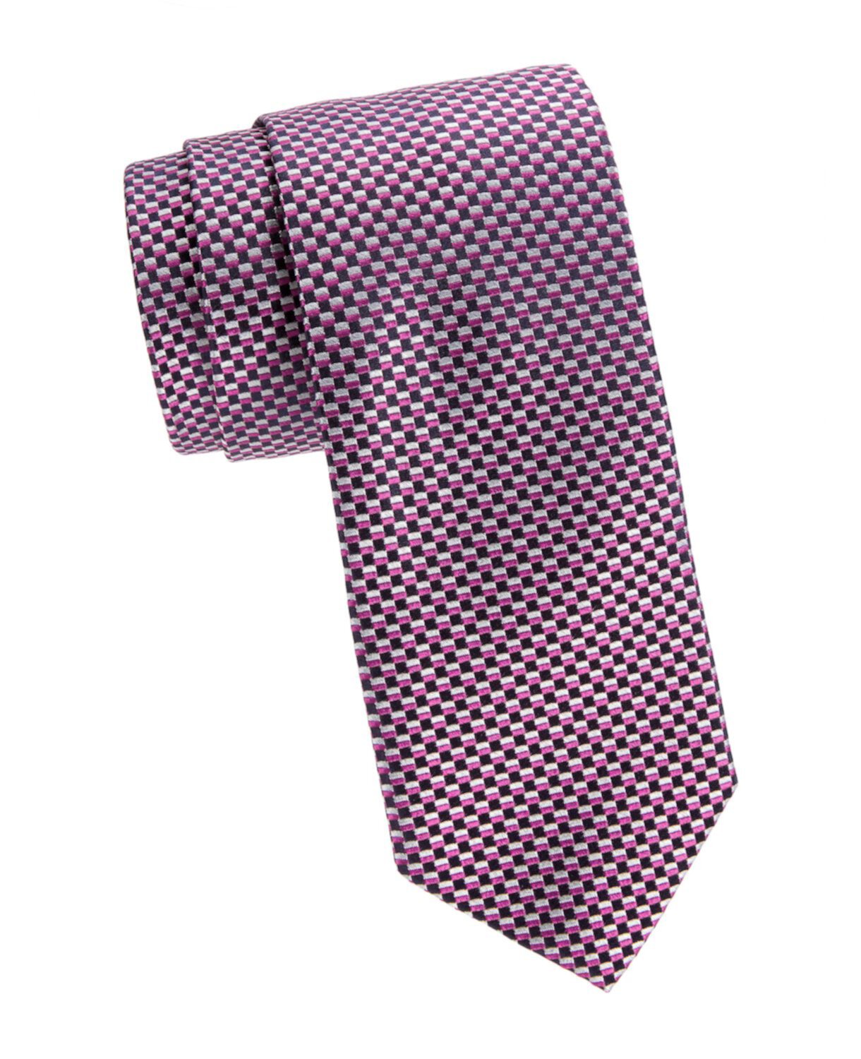 Шелковый жаккардовый галстук в клетку Brooks Brothers
