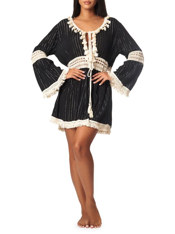 Мини-платье с кружевной отделкой и кисточками LA MODA
