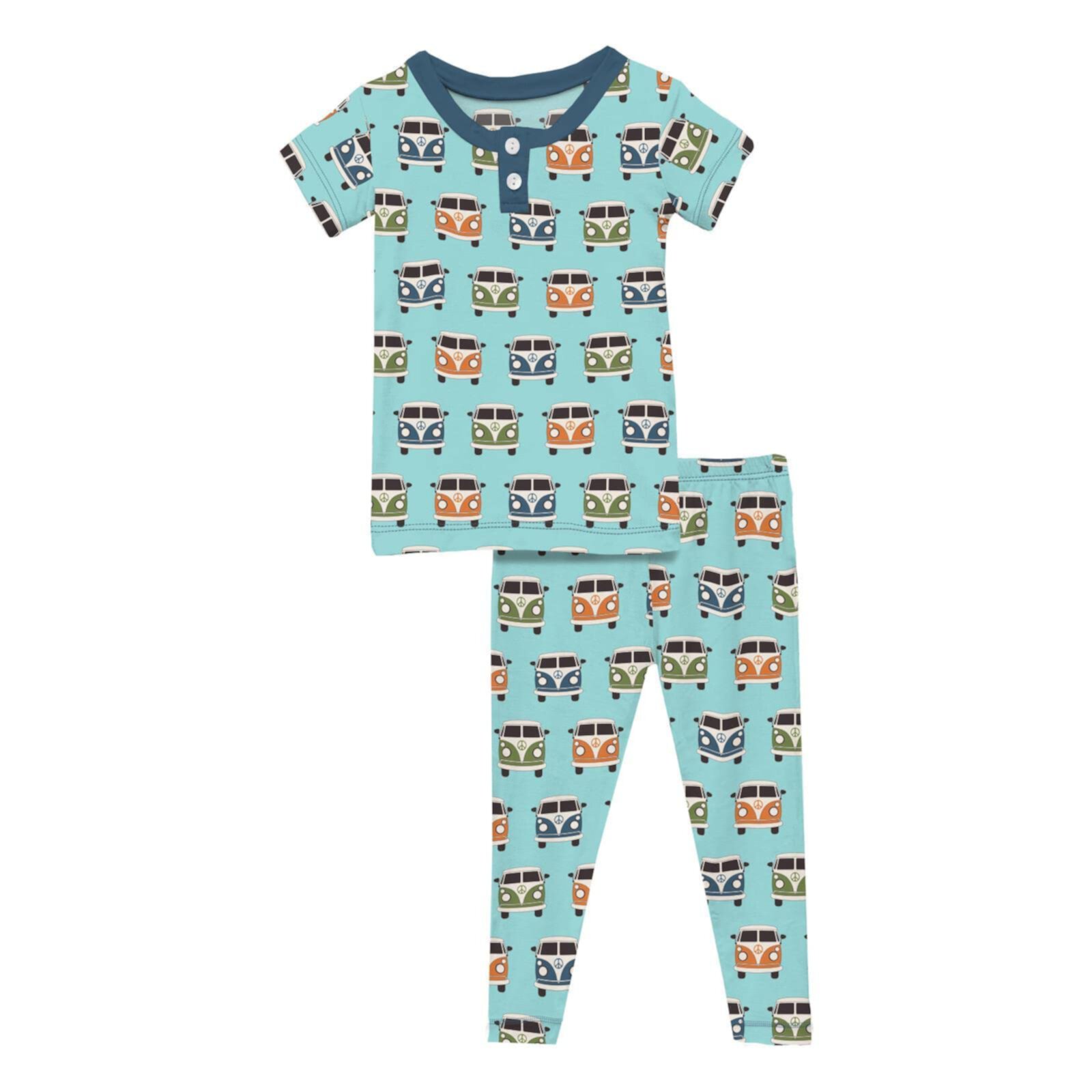 Short Sleeve Henley Pajama Set (Toddler/Little Kids/Big Kids) KicKee Pants