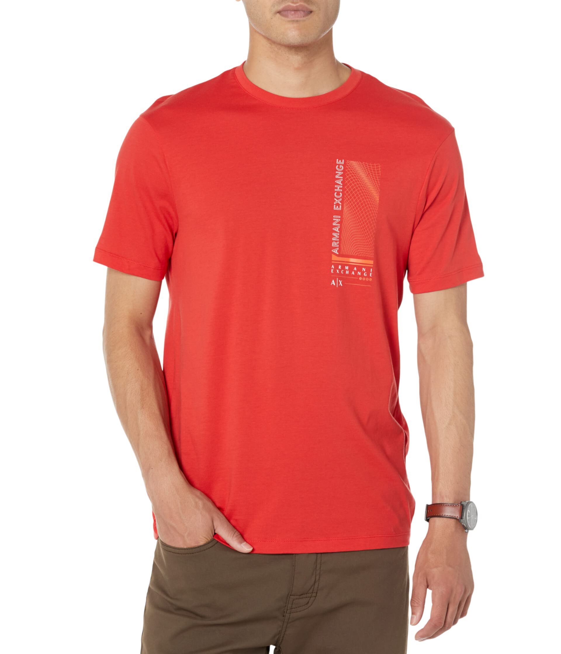 Уникальная футболка с круглым вырезом и короткими рукавами с логотипом AX ARMANI EXCHANGE