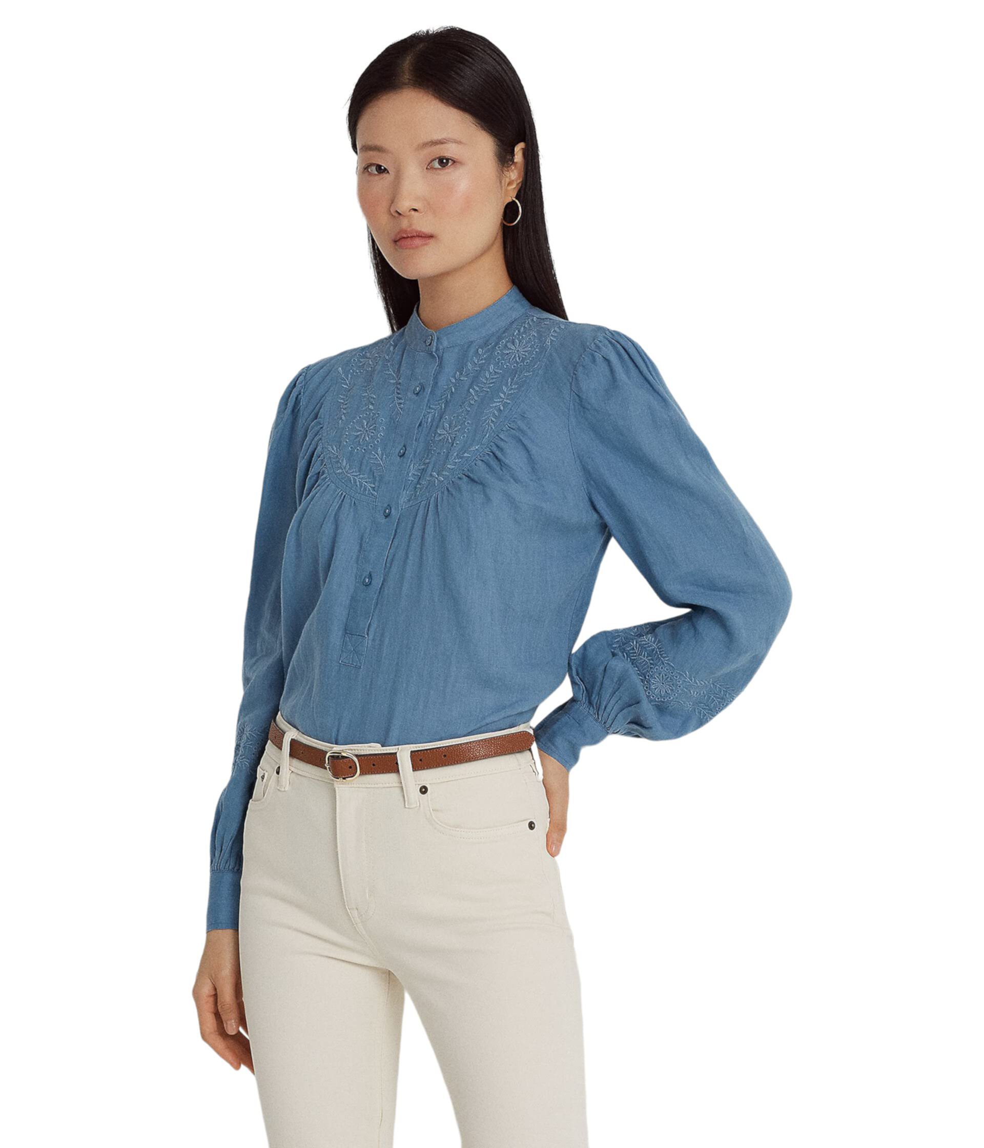 Льняная блуза с вышивкой LAUREN Ralph Lauren