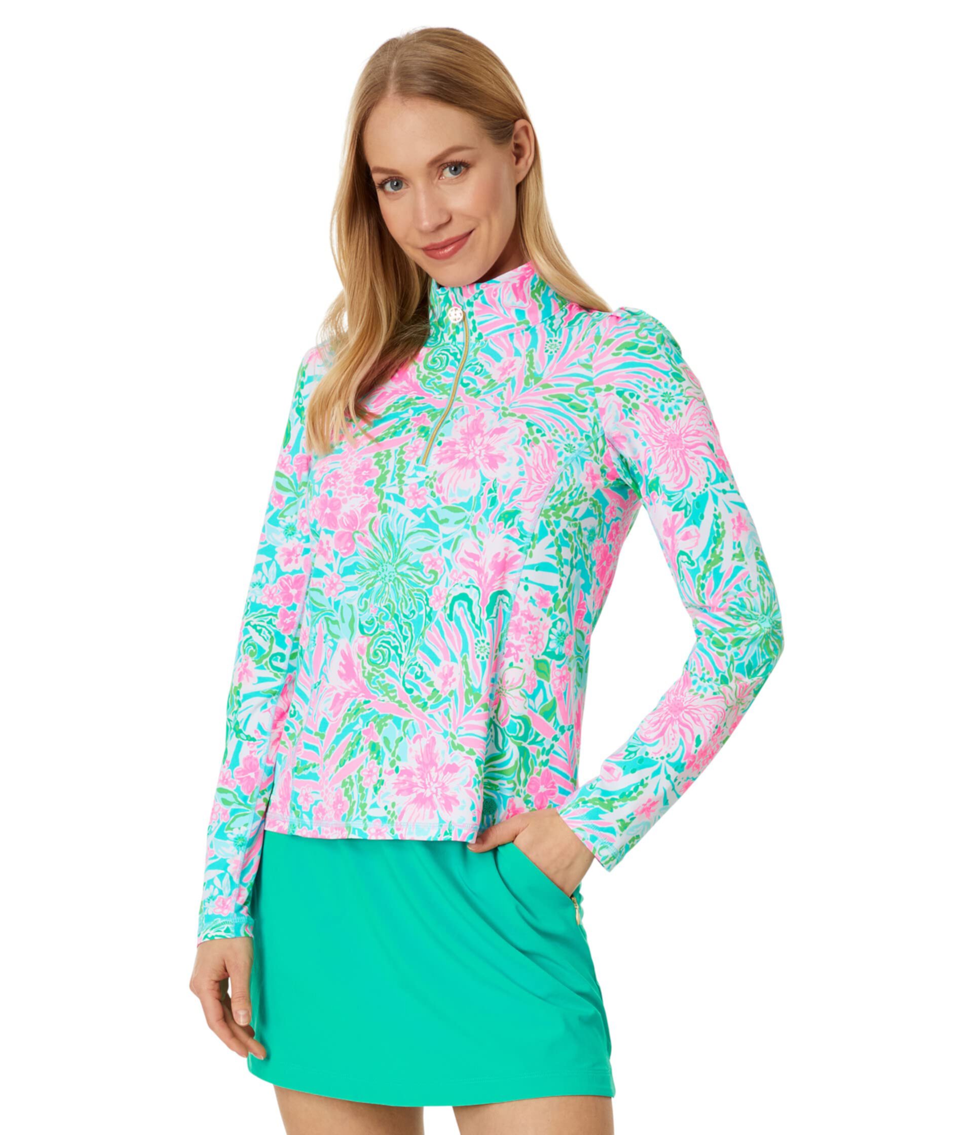 Топ с сетчатыми вставками Lilly Pulitzer Niccola с длинными рукавами и молнией на 1/2 Lilly Pulitzer