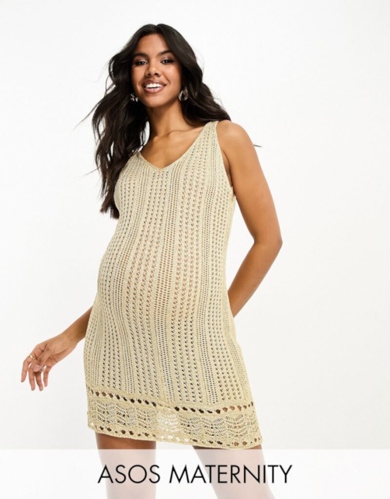 Золотое мини-платье крючком ASOS DESIGN Maternity ASOS Maternity