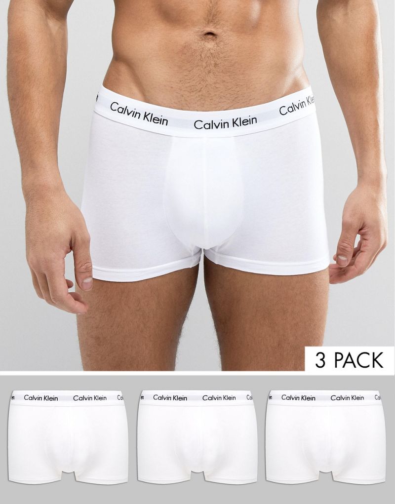 Комплект из трех белых боксеров-боксеров с низкой посадкой Calvin Klein Cotton Stretch Calvin Klein