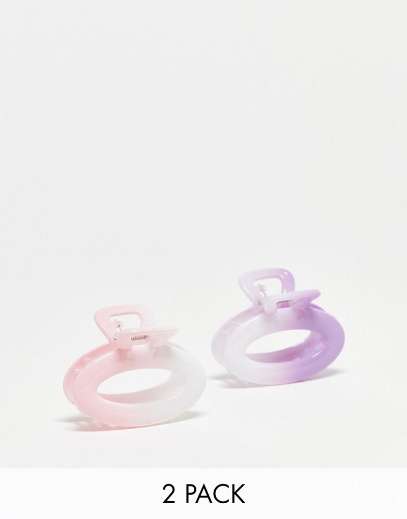 DesignB London: набор из 2 овальных когтей для волос с эффектом омбре розового и сиреневого цветов. DesignB London