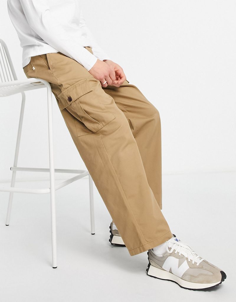 Бежевые саржевые брюки карго широкого кроя Farah Greenport Farah
