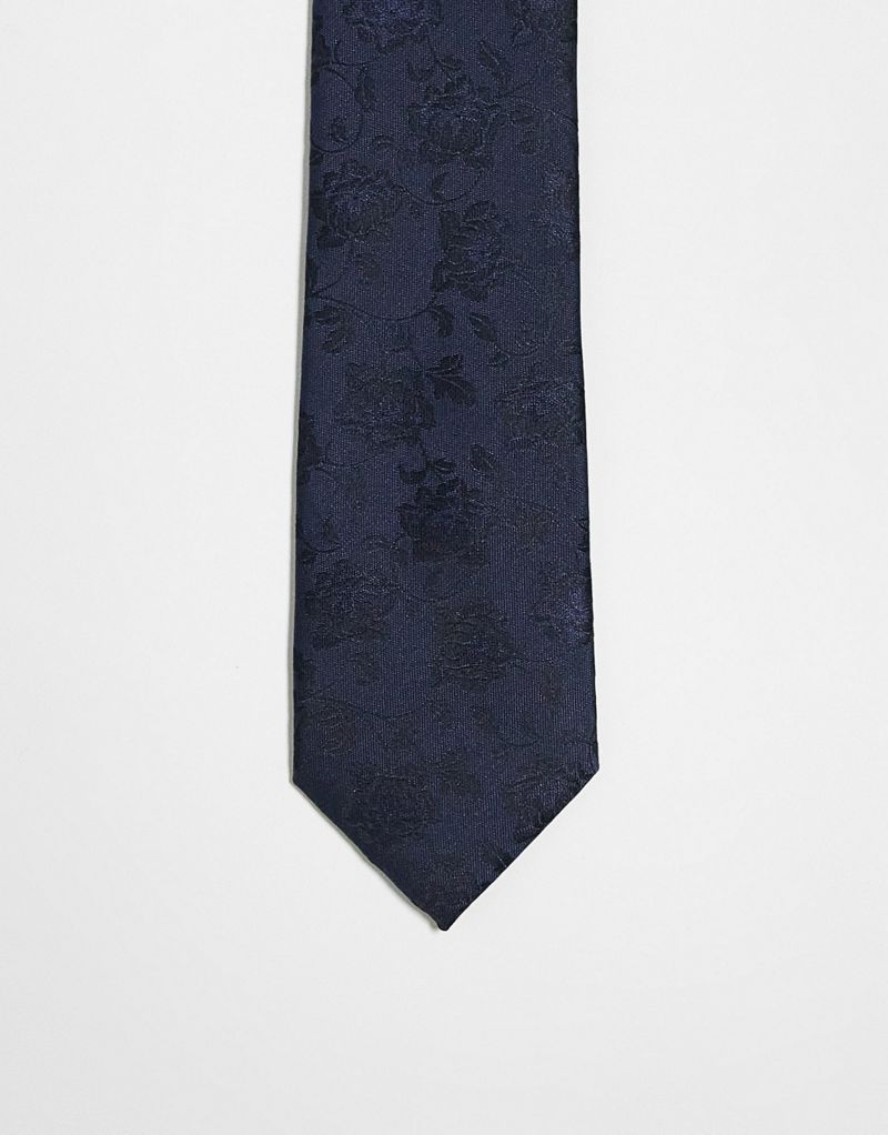 Темно-синий галстук с цветочным принтом French Connection French Connection