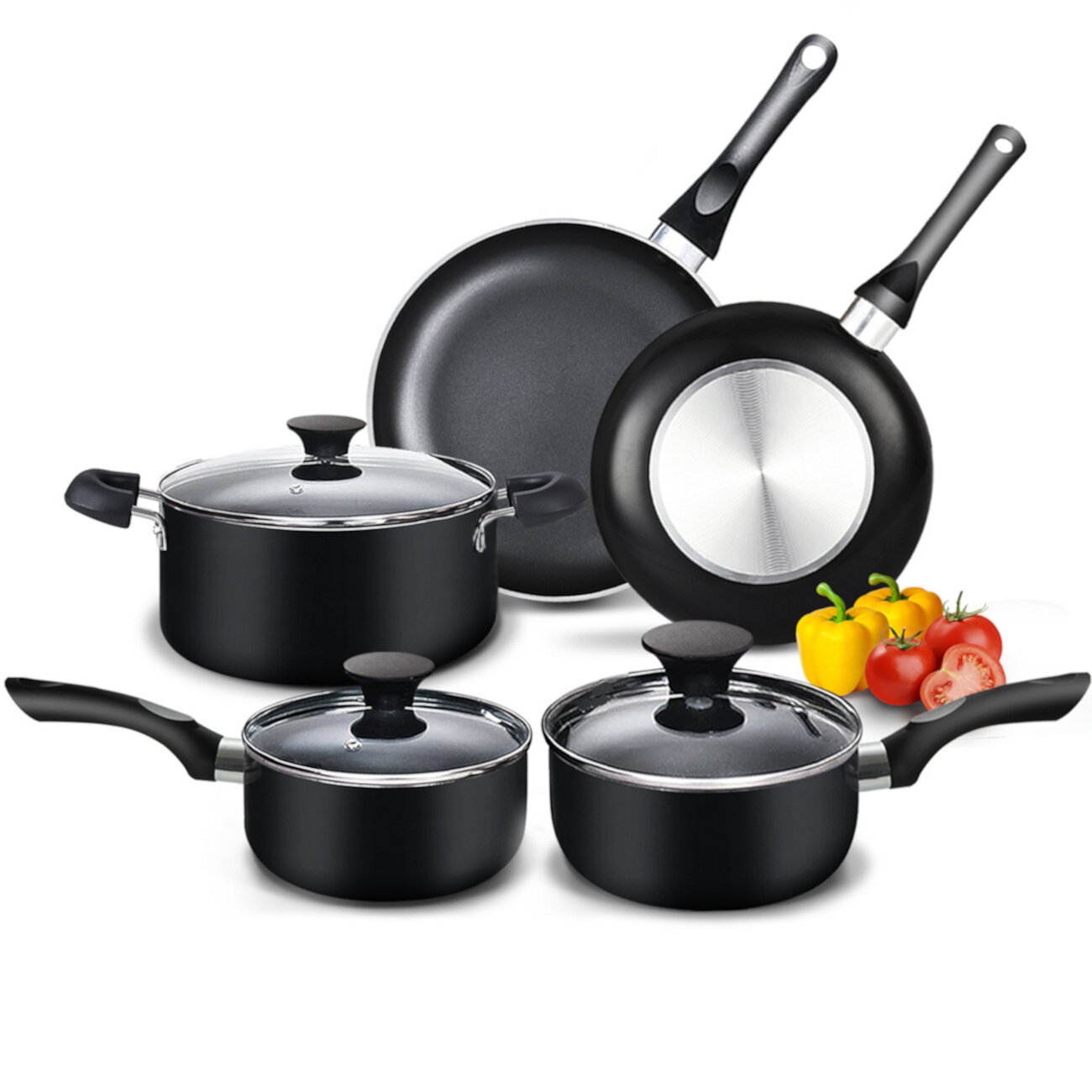 Basic Nonstick Stay Cool Handle 8-Piece Cookware Set Cook N Home