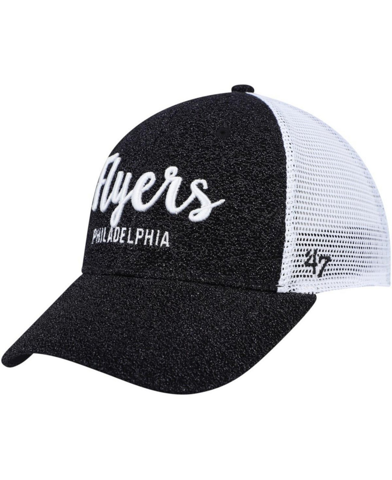 Женская черно-белая бейсболка Philadelphia Flyers Encore MVP Trucker Snapback '47 Brand