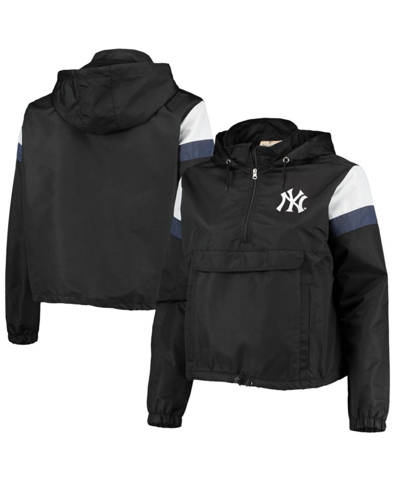 Женский черный, темно-синий худи с капюшоном New York Yankees большого размера и анораком с молнией на четверть Profile