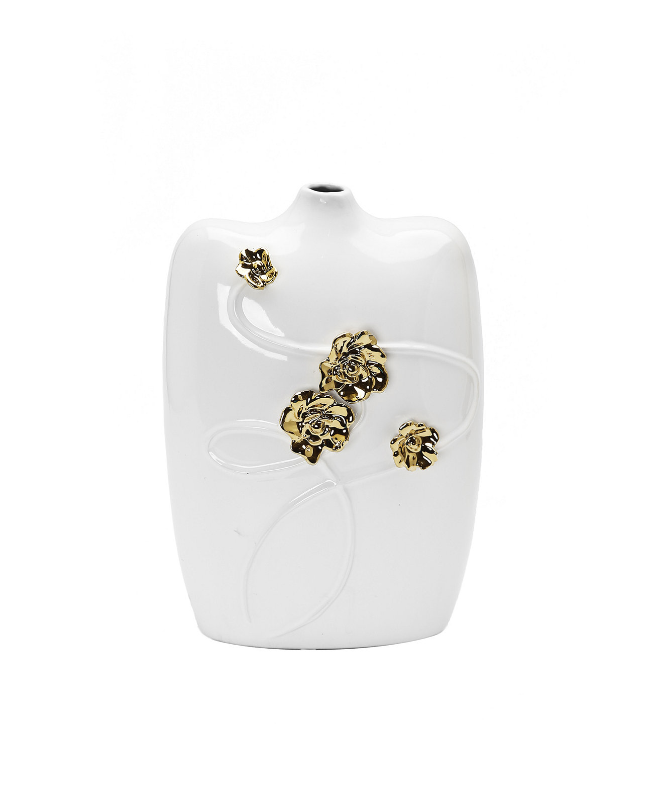 Белая керамическая ваза с золотым цветочным дизайном Vivience