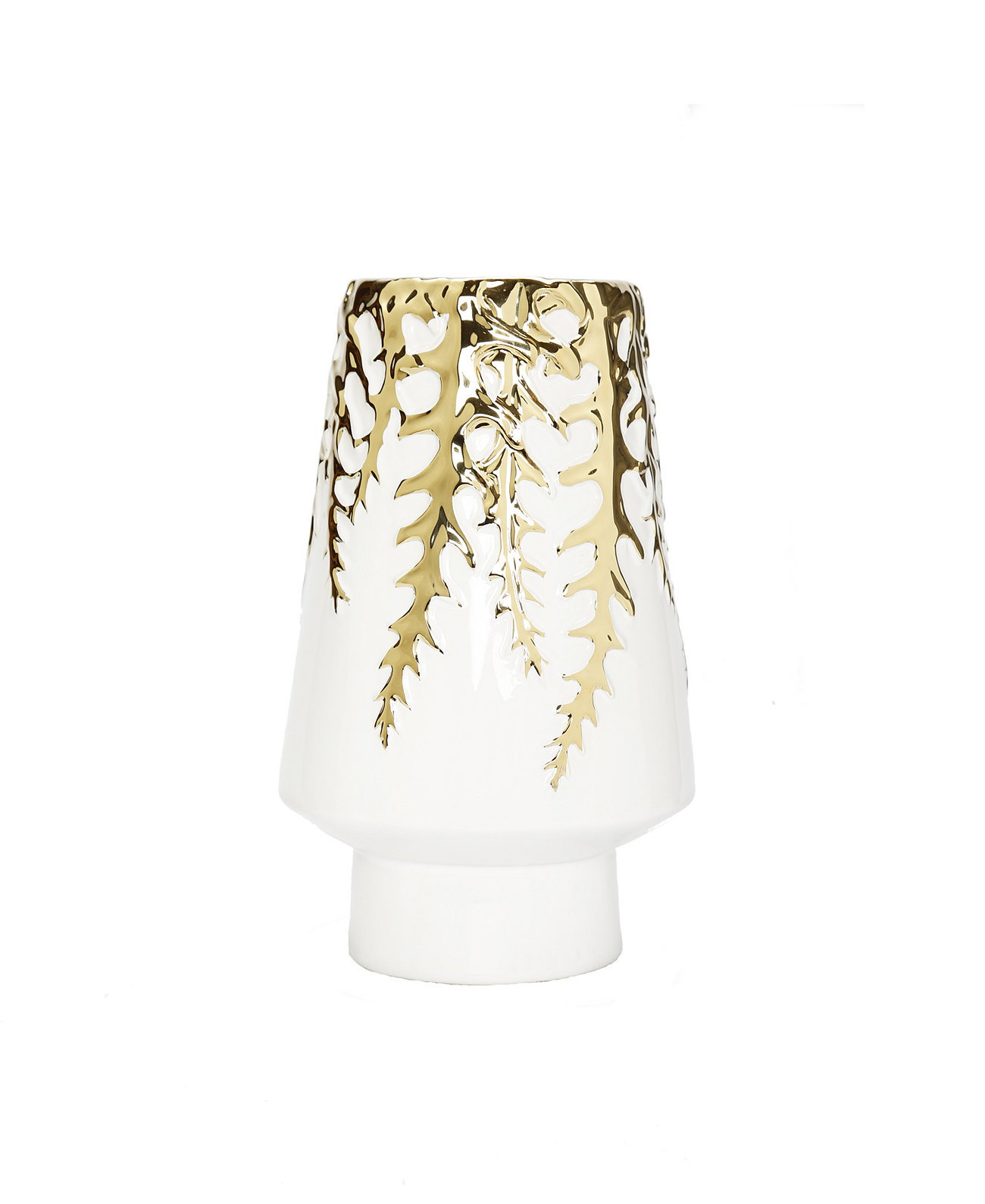 Белая керамическая ваза высотой 12 дюймов, золотистый дизайн Vivience