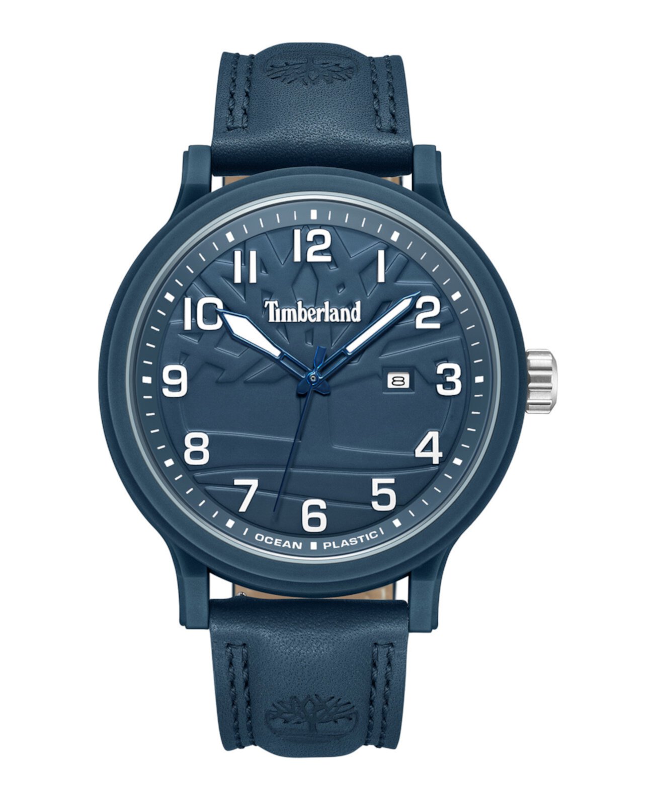 Мужские кварцевые часы Driscoll темно-синие из натуральной кожи 46 мм Timberland