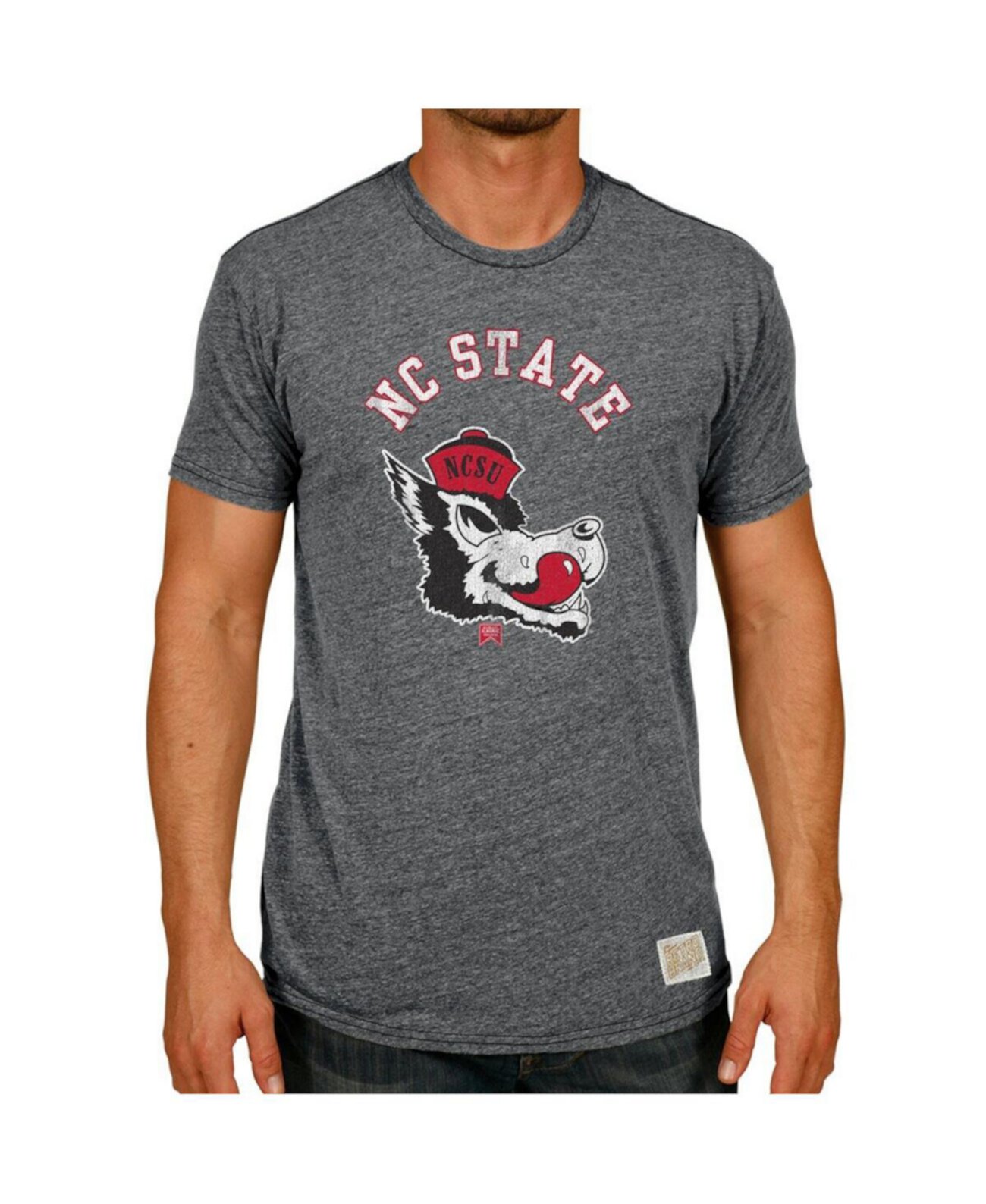 Мужская футболка Heather Black NC State Wolfpack в винтажном стиле с волчьей головой Tri-Blend Original Retro Brand