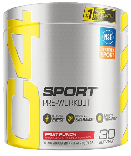 C4 Sport Pre-Workout — сертифицирован NSF на спортивный фруктовый пунш, 7,4 унции Cellucor