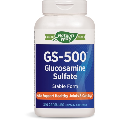 GS-500 Glucosamine Sulfate — стабильная форма — помогает поддерживать здоровье суставов — 240 капсул Nature's Way