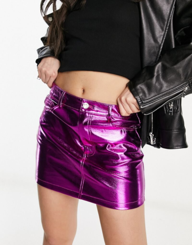 Фиолетовый металлик мини-юбка Amy Lynn Milena Lupe Y2K Amy Lynn