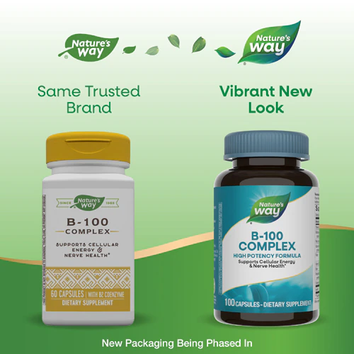 Комплекс витаминов B-100 — поддерживает клеточную энергию и здоровье нервов — 100 капсул Nature's Way