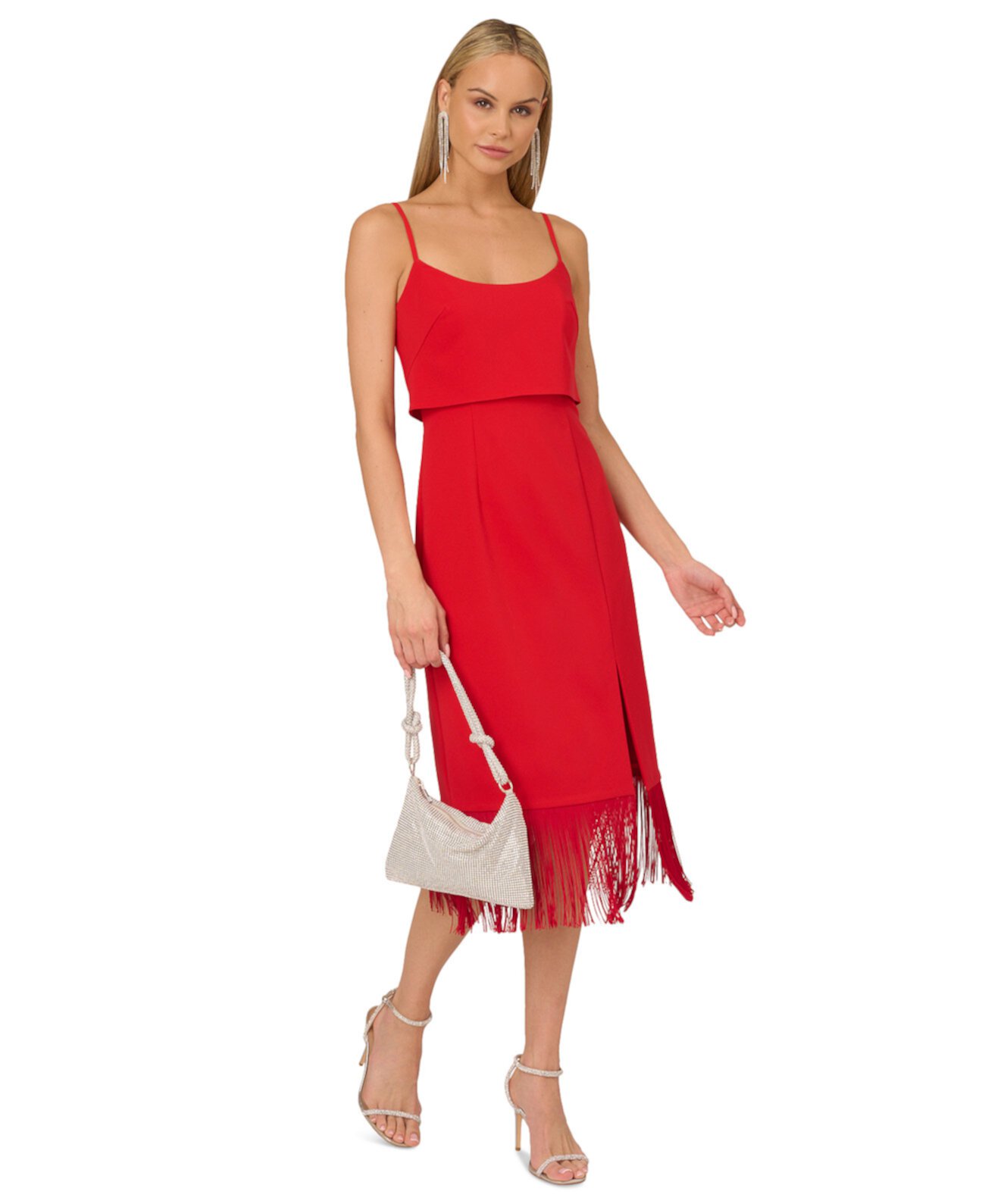 Women's Fringed-Hem Midi Sheath Dress Adrianna by Adrianna Papell