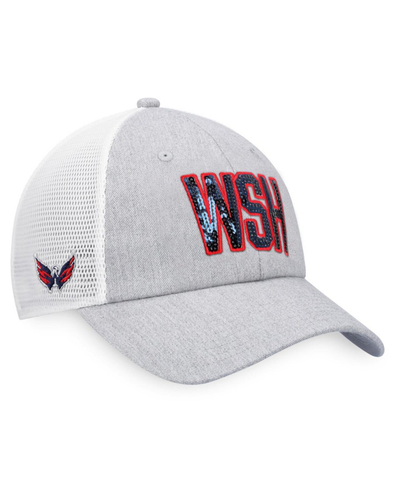 Женская глиттерная бейсболка Trucker Washington Capitals, серо-белая Fanatics