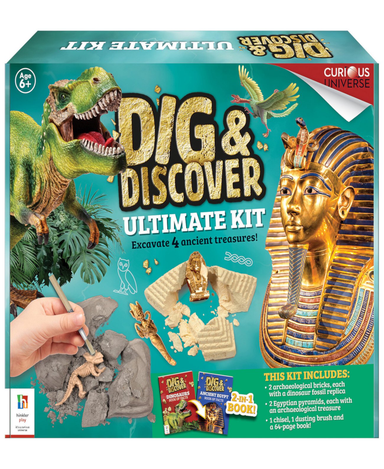 Dig Discover Ultimate Kit DIY Наука и геология для детей, динозавры Древнего Египта Curious Universe
