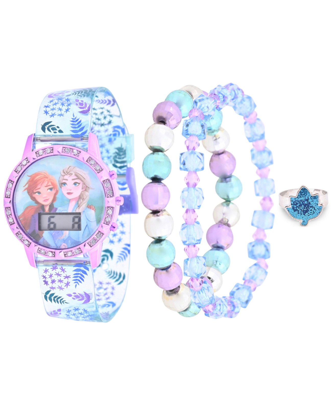 Подарочный набор цифровых часов Disney Frozen светло-голубого цвета с силиконовым ремешком для девочек 33 мм ACCUTIME