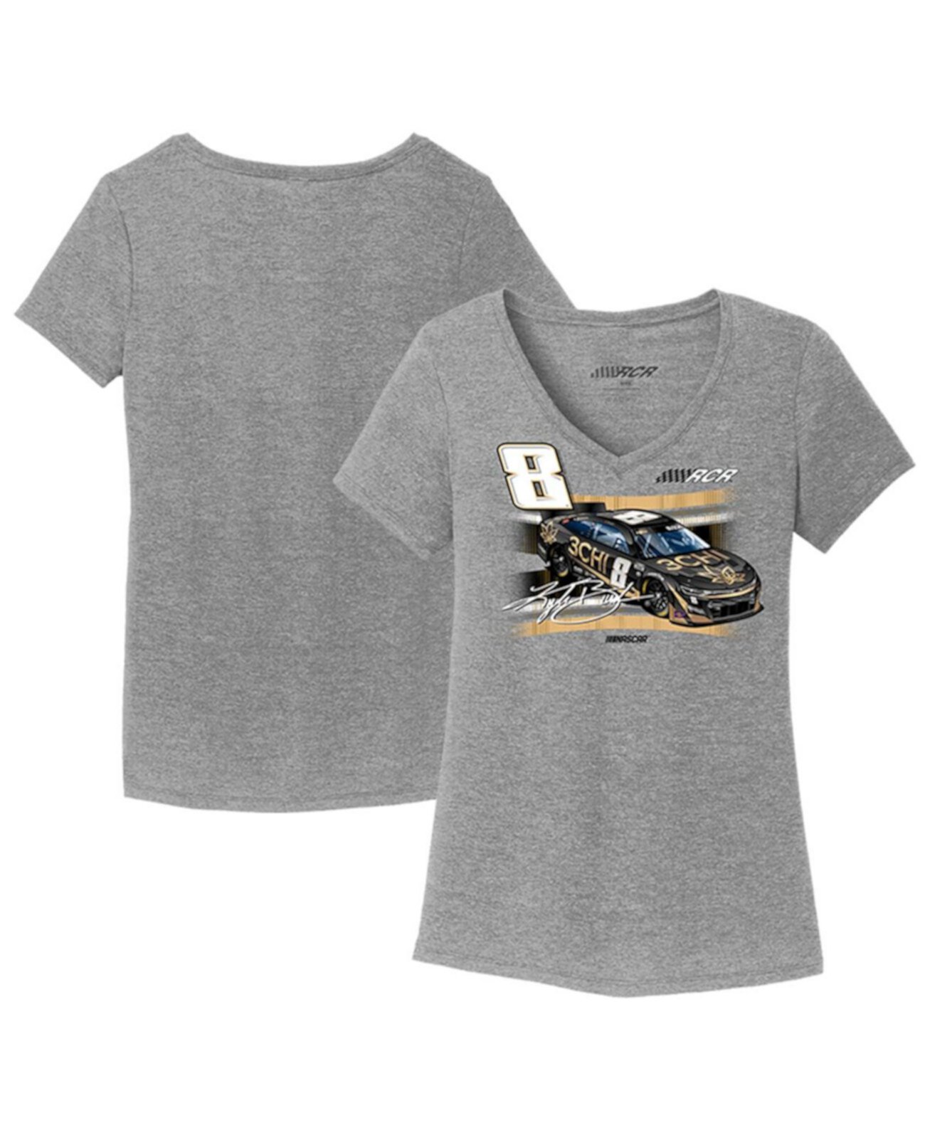 Женская футболка Heather Grey Kyle Busch 3CHI Car Tri-Blend с v-образным вырезом Richard Childress Racing Team Collection