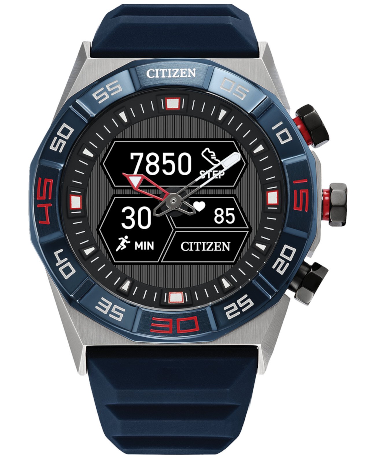 Смарт часы Citizen CZ Smart Hybrid с синим силиконовым ремешком, 44мм Citizen