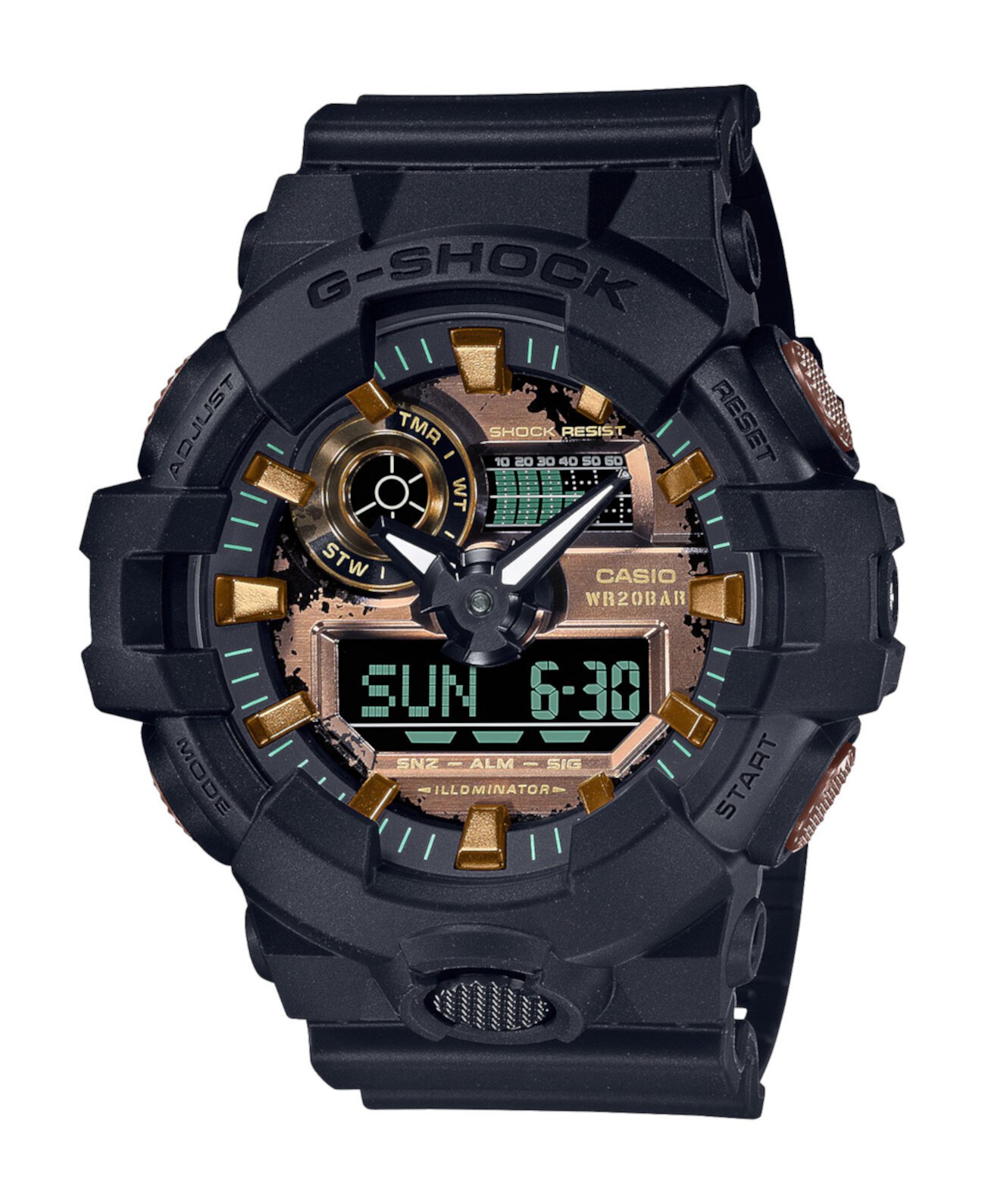 Мужские аналоговые цифровые часы из полимера черного цвета 53,4 мм, GA700RC-1A G-Shock