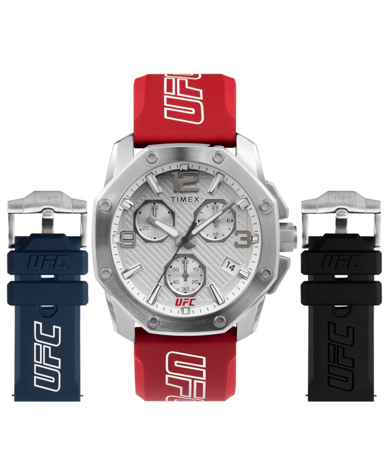 Подарочный набор мужских кварцевых часов UFC Icon Red Silicone 45 мм с ремешком Timex
