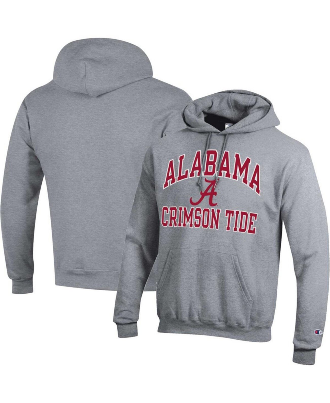 Мужское худи Champion серого цвета Alabama Crimson Tide High Motor с флисовой подкладкой и капюшоном Champion