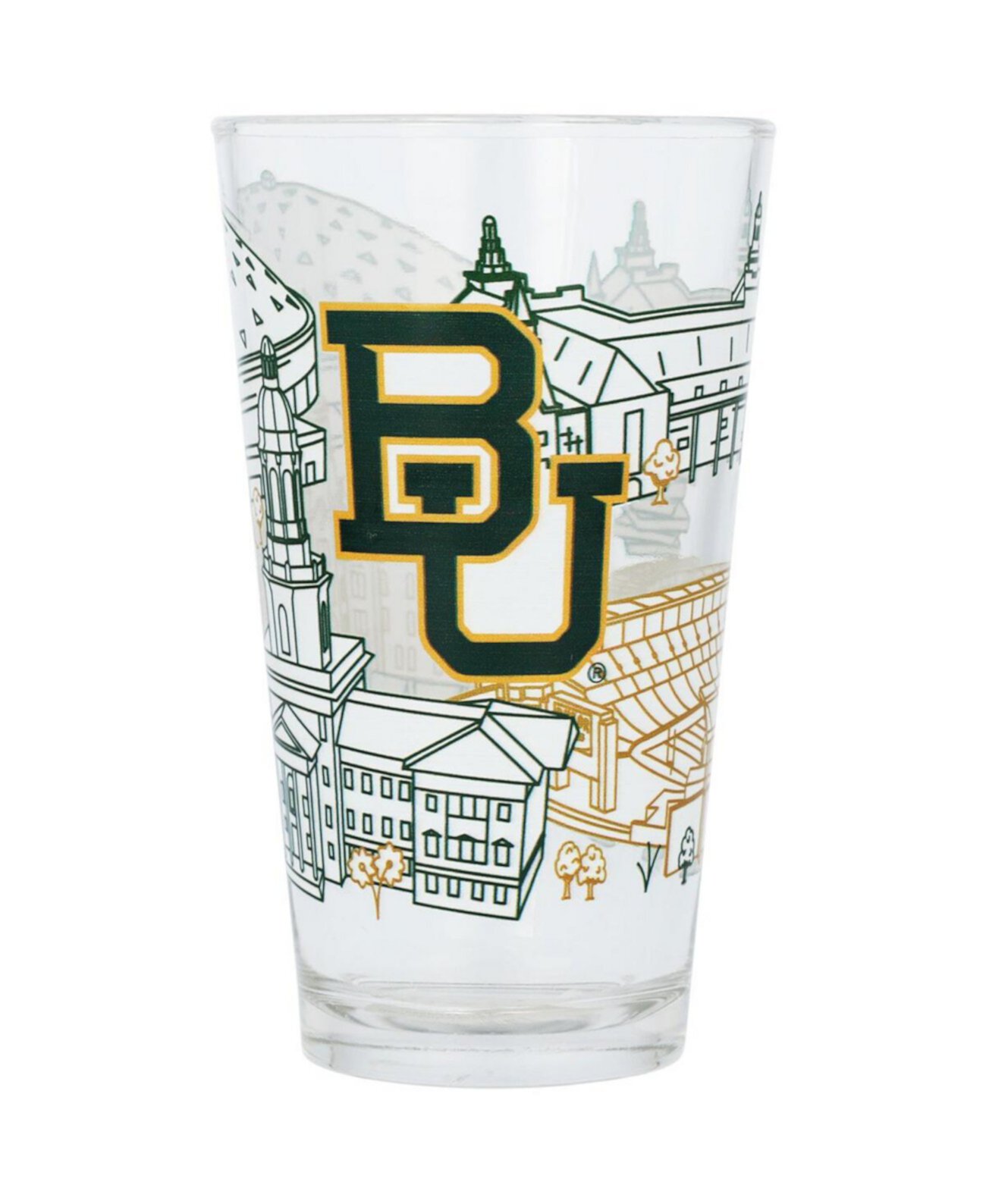 Стекло Baylor Bears Campus Line Art, 16 унций, пинта Indigo Falls