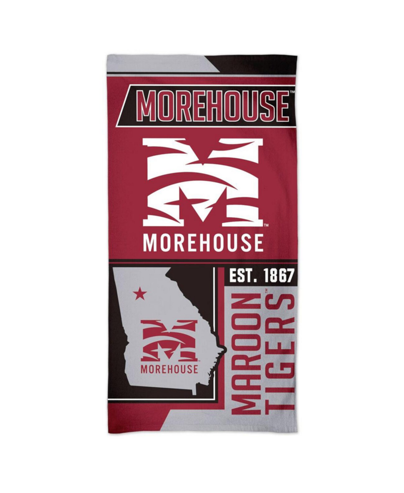 Яркое пляжное полотенце Morehouse Maroon Tigers 152 см x 76 см Wincraft