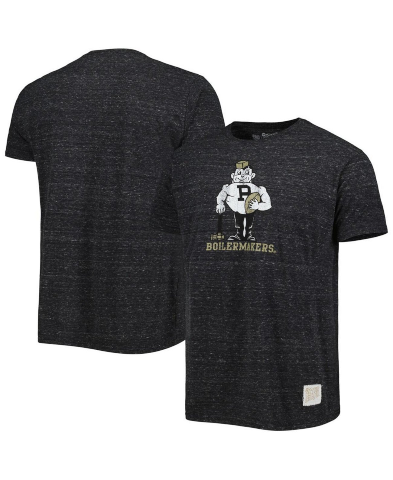 Мужская черная футболка Purdue Boilermakers Purdue Pete в винтажном стиле Tri-Blend Original Retro Brand