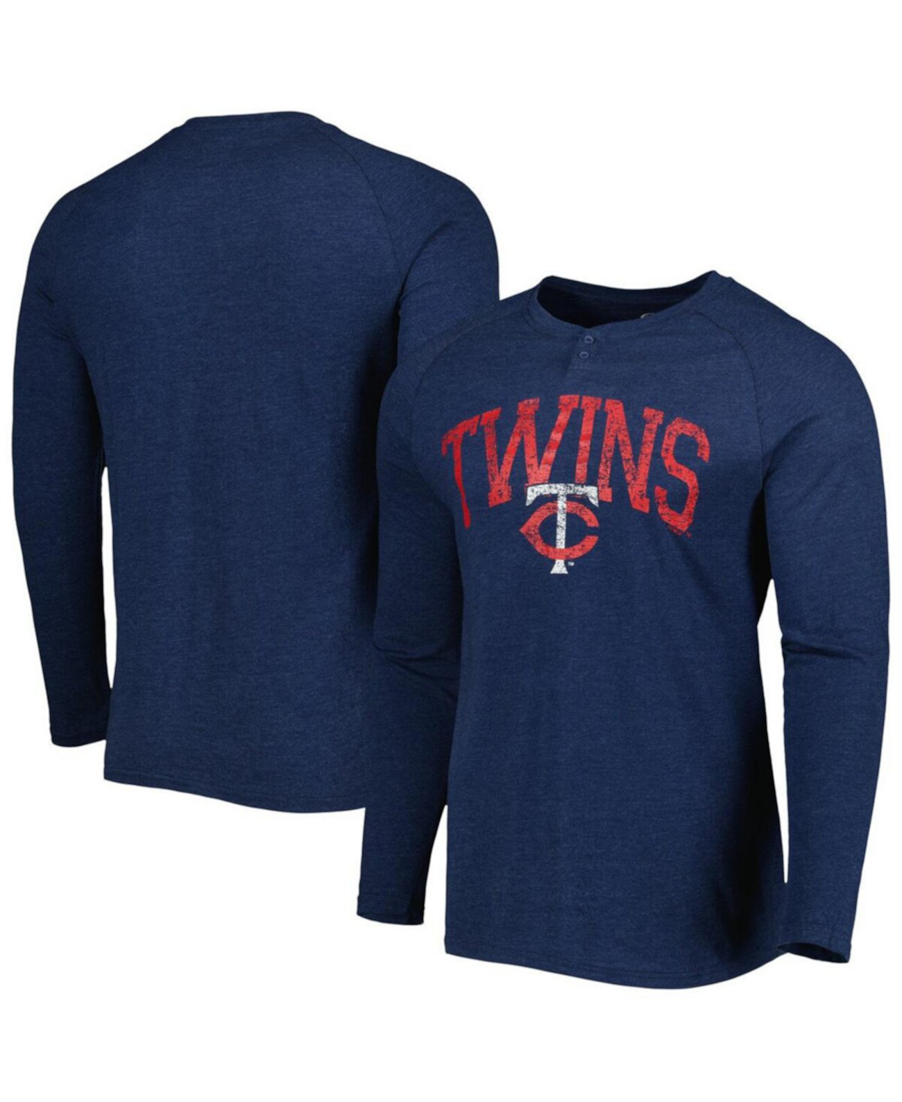 Мужская меланжевая синяя футболка Inertia Raglan с длинным рукавом Minnesota Twins Concepts Sport