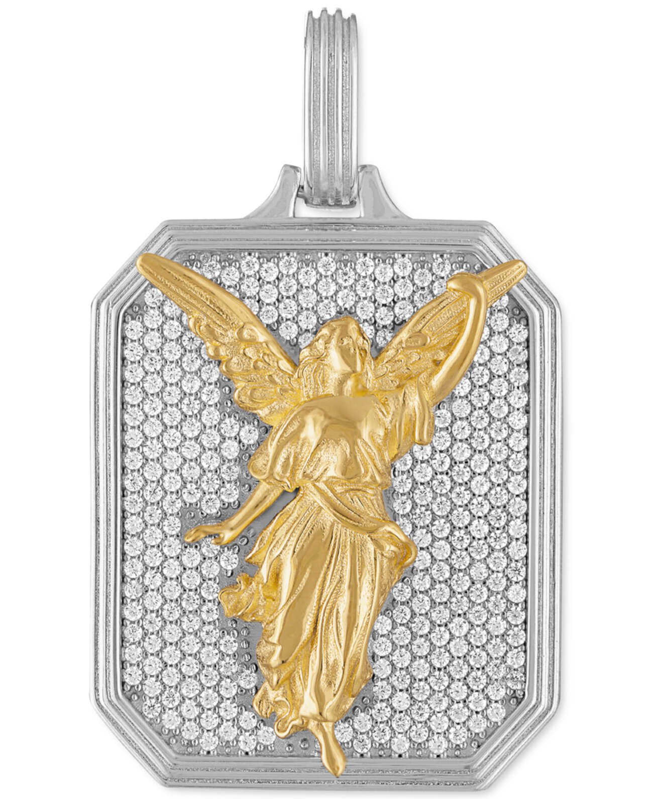 Подвеска-амулет ангела с кубическим цирконием из стерлингового серебра и серебра с покрытием из 14-каратного золота, созданная для Macy's ESQUIRE