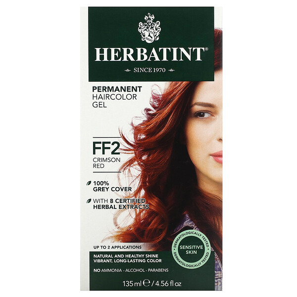 Гель-стойкая краска для волос, FF2 Crimson Red, 4,56 жидких унций (135 мл) Herbatint