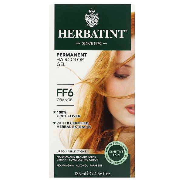 Гель-стойкая краска для волос, FF6 Оранжевый, 4,56 жидких унций (135 мл) Herbatint