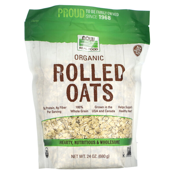 Organic Rolled Oats, 24 oz (680 g) NOW Foods