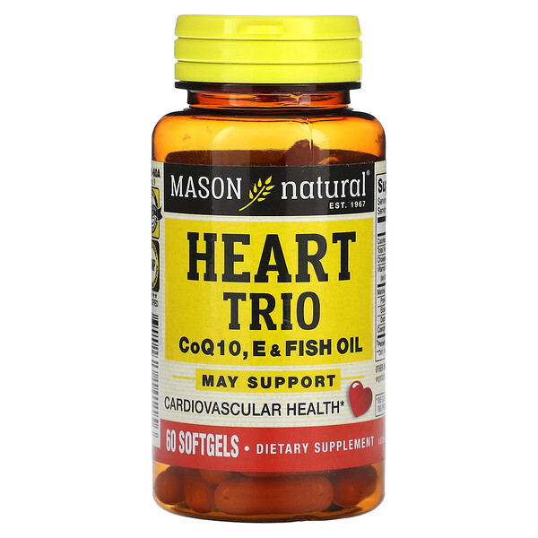 Heart Trio, CoQ10, E & Fish Oil, 60 Softgels Mason Natural
