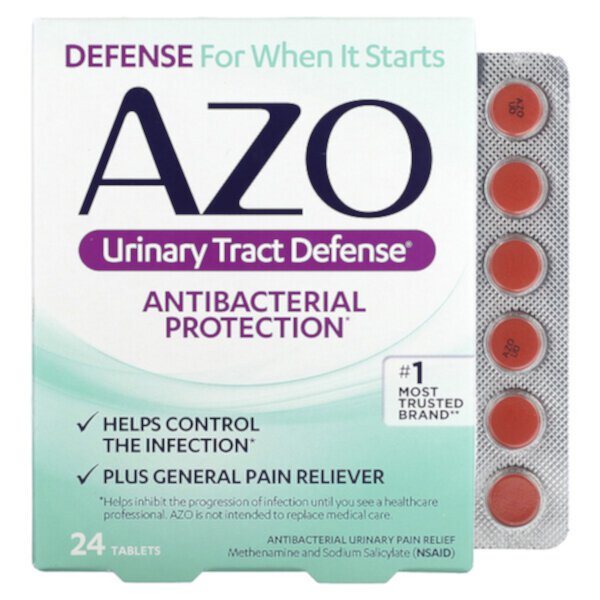Urinary Tract Defense, антибактериальная защита, 24 таблетки Azo