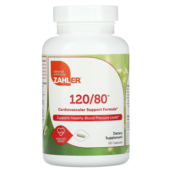 120/80, Cardiovascular Support Formula, 60 Capsules Zahler