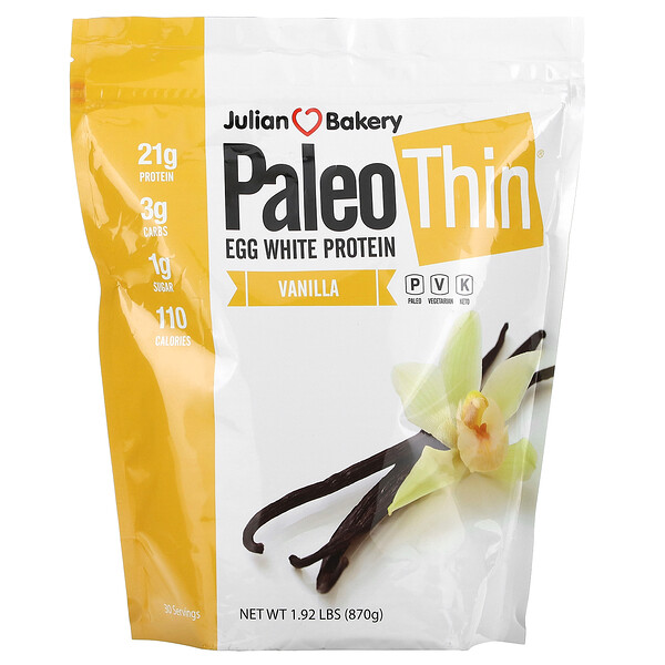 Paleo Thin, Белок яичного белка, ваниль, 1,92 фунта (870 г) Julian Bakery