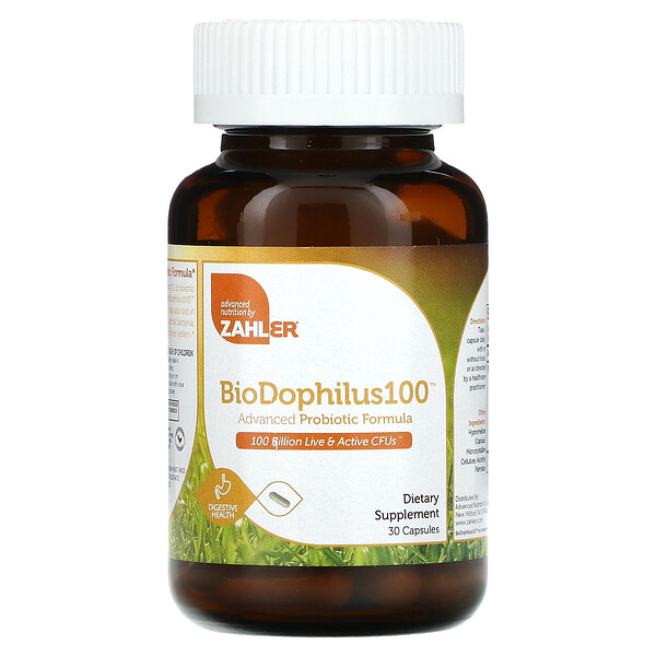 BioDophilus100, продвинутая пробиотическая формула, 100 миллиардов КОЕ, 30 капсул Zahler