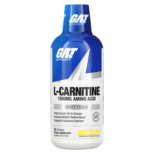 L-Carnitine, Amino Acid, Lemon Blast, 1,500 mg, 16 oz (473 ml) GAT