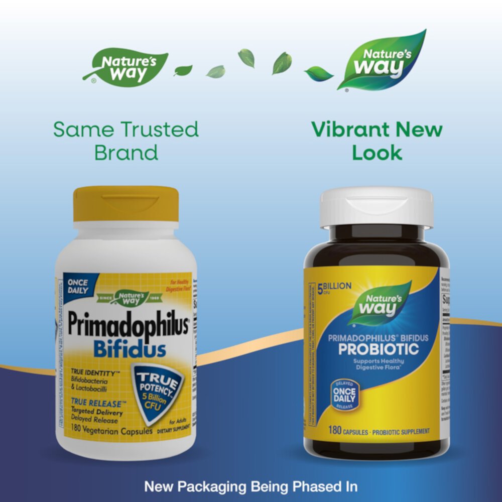 Primadophilus Bifidus Probiotic - 5 Billion Live Probiotic Cultures -- 180 Capsules (Капсулы) Nature's Way