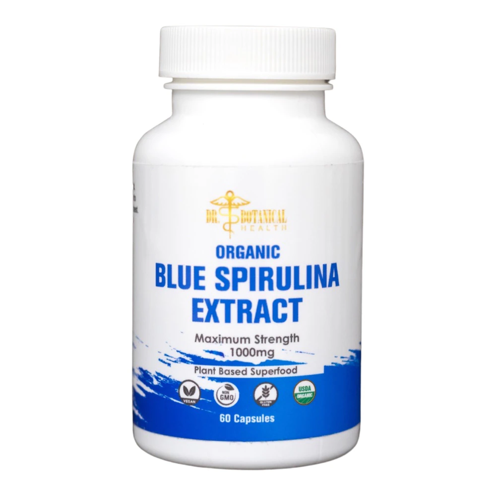 Blue Spirulina Capsules - Organic -- 1000 mg - 60 Capsules Dr. Botanical Health