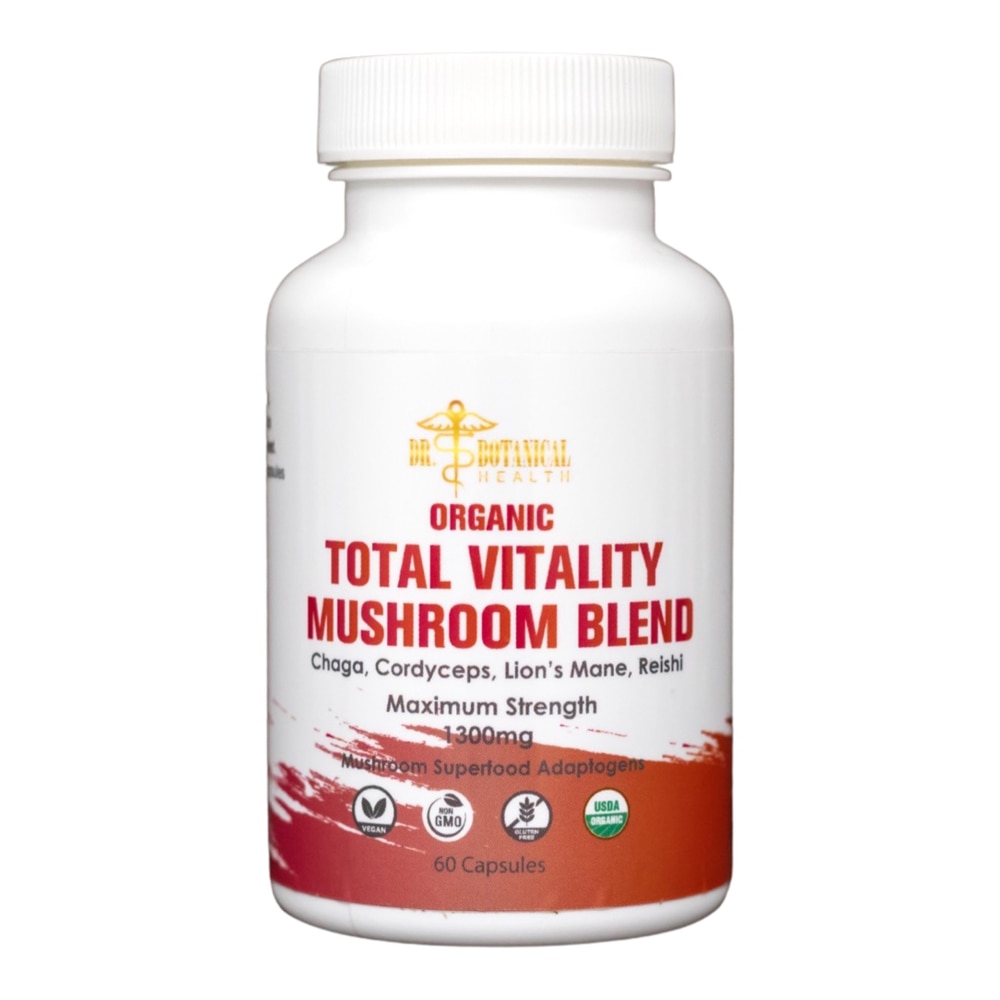 Total Vitality Mushroom Capsules (Капсулы) - Organic -- 1300 mg - 60 Capsules Dr. Botanical Health